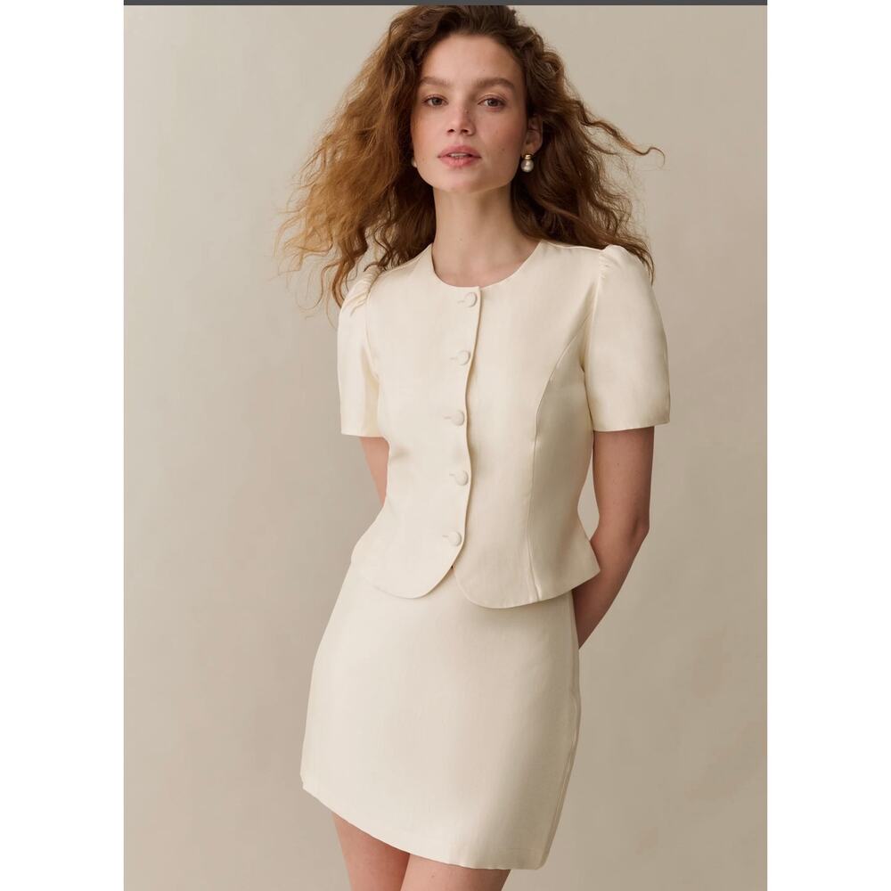New few Moda Kourt Cambria skirt set cream $223 Sz 0 - Picture 2 of 9
